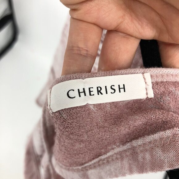 Cherish pale rose pink semi-sheer open cross cross  slit back t-shirt - Picture 4 of 14